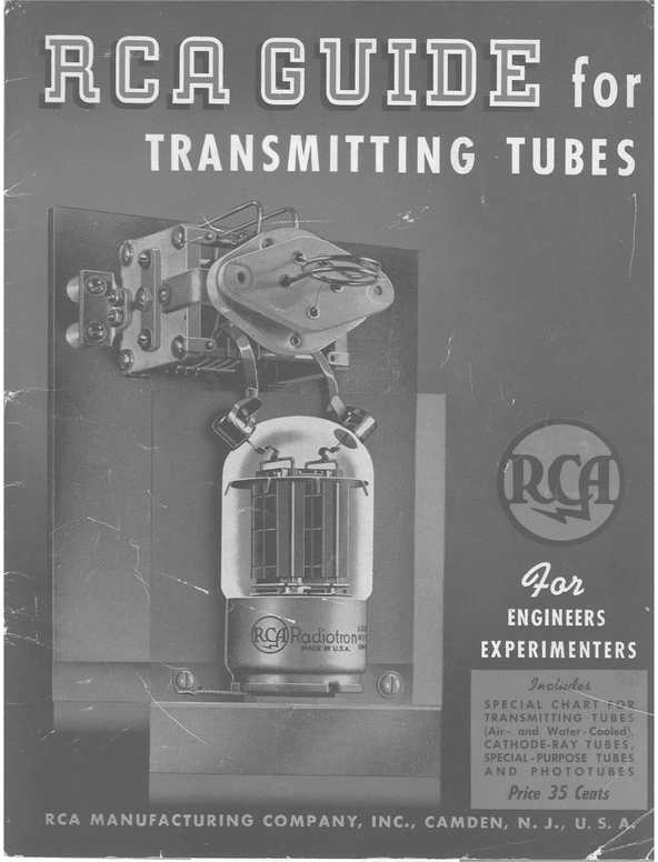 RCA TRANSMITTING ELECTRON VACUUM TUBE CATALOG Radio Book Tube;transmitters;amplifiers;vacuum
